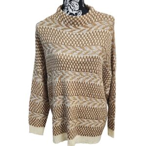 BKE Oversized Boho Brown and Cream Sweater